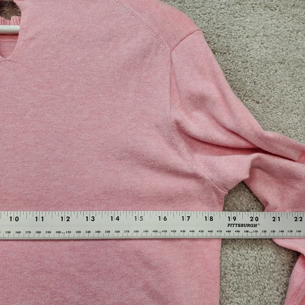 J.Crew Sweater Womens Medium Pink Cotton Long Sleeve Ruffle Neck Keyhole Back - Picture 9 of 10